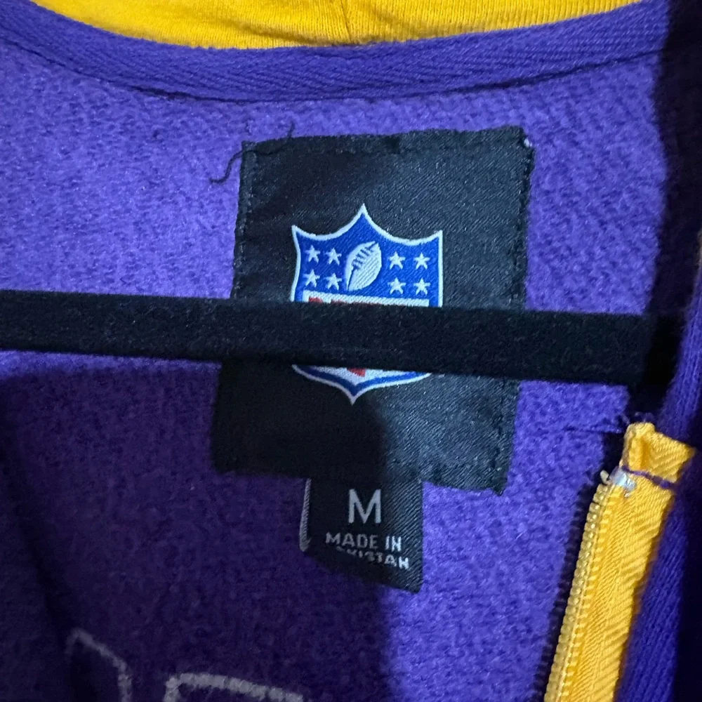 Minnesota Vikings Football NFL Vintage Style Zip Up‎ Hoodie Mens Medium